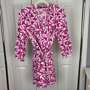 Zara Hot Pink and White Patterned Dress